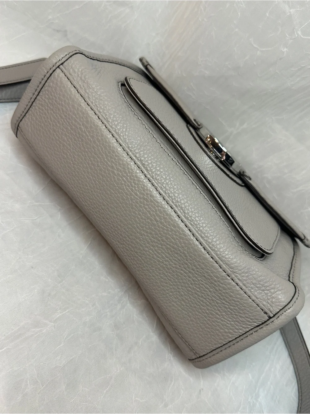 Michael Kors Pebbled Leather Crossbody Bag in Taupe Gray - Picture 7 of 10